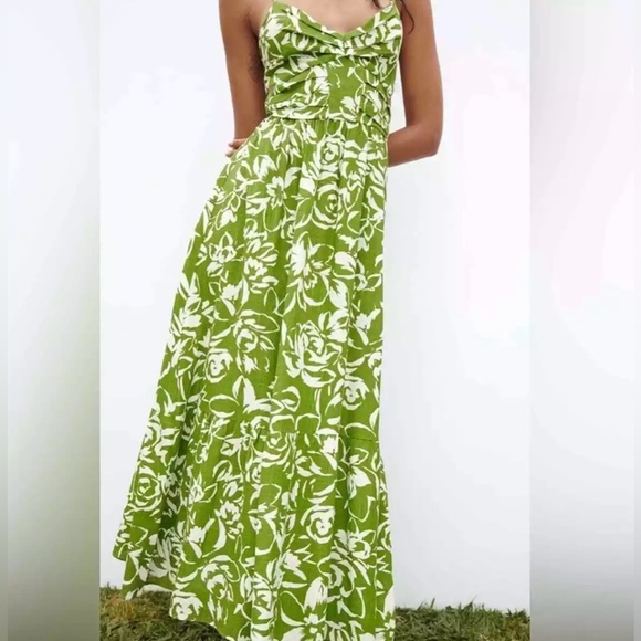 ZARA Floral Cutout Midi Dress - Picture 2 of 12